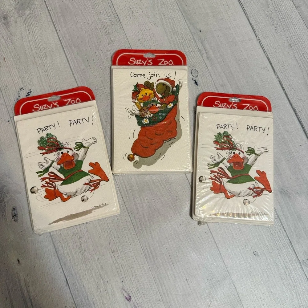 Suzy's Zoo vintage holiday party invitations 3 new packs